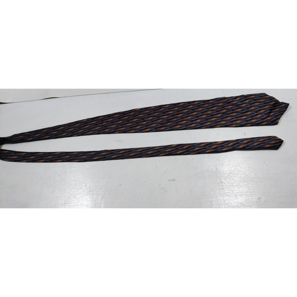 Vintage Oscar de la Renta SILK Tie Necktie Gray White Blue Orange Tie